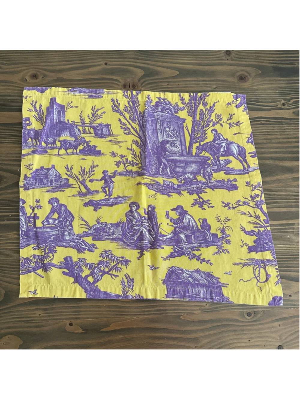 Williams Sonoma Orleans Toile Napkin 19x19 Yellow Purple Cotton Replacement